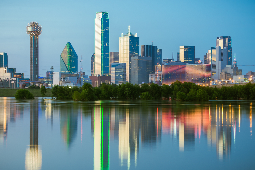 Dallas Skyline with reflection in water