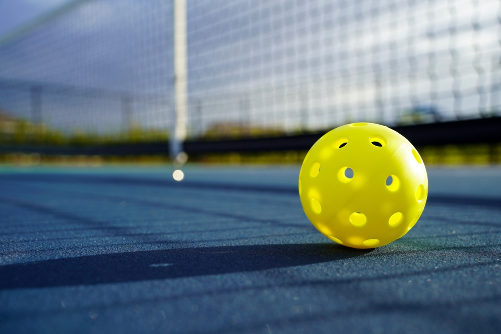 Close up of a pickleball