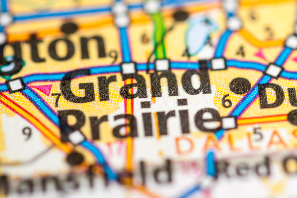 Grand Prairie words on a map